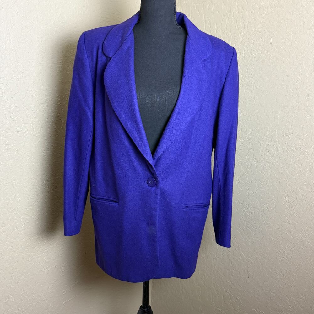 Vintage David Benjamin Purple Wool Blazer Jacket Womens Size 10 Made in USA